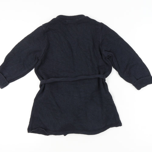 River Island Womens Black Cardigan Size 10 Belted Gold Button Knit