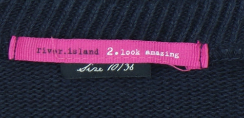River Island Womens Black Cardigan Size 10 Belted Gold Button Knit
