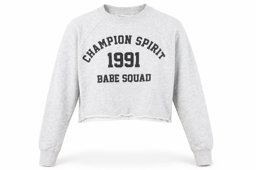 Pull&Bear Womens Grey XS Graphic Print Sweatshirt Crew Neck Long Sleeve