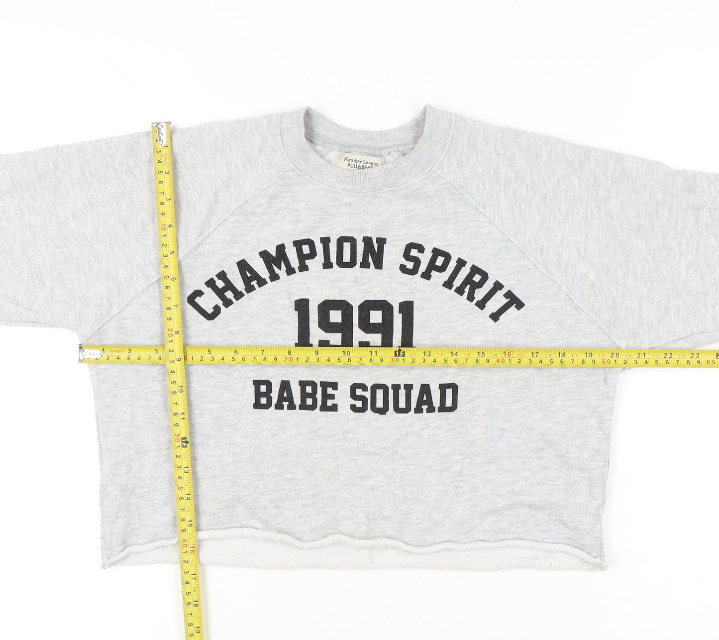 Pull&Bear Womens Grey XS Graphic Print Sweatshirt Crew Neck Long Sleeve