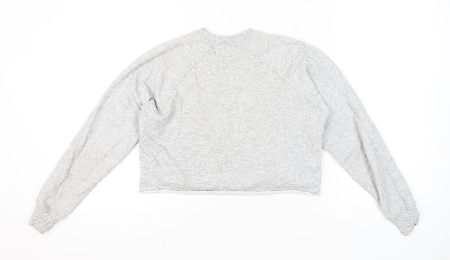 Pull&Bear Womens Grey XS Graphic Print Sweatshirt Crew Neck Long Sleeve