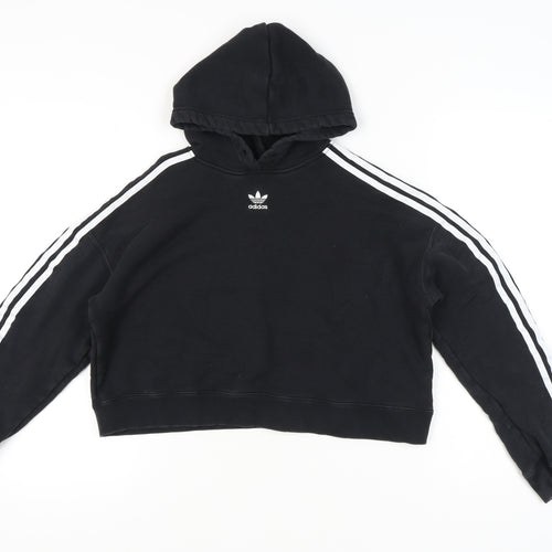 Adidas Womens Black Hoodie UK 10 Pullover Cotton Long Sleeve