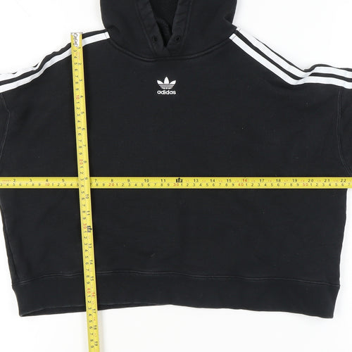 Adidas Womens Black Hoodie UK 10 Pullover Cotton Long Sleeve