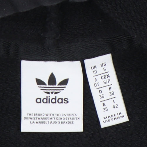 Adidas Womens Black Hoodie UK 10 Pullover Cotton Long Sleeve