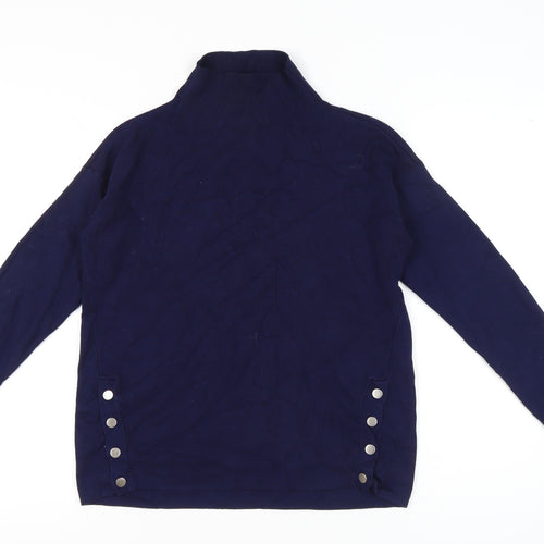 New Look Womens Blue Mock Neck Pullover Jumper Size S Long Sleeve