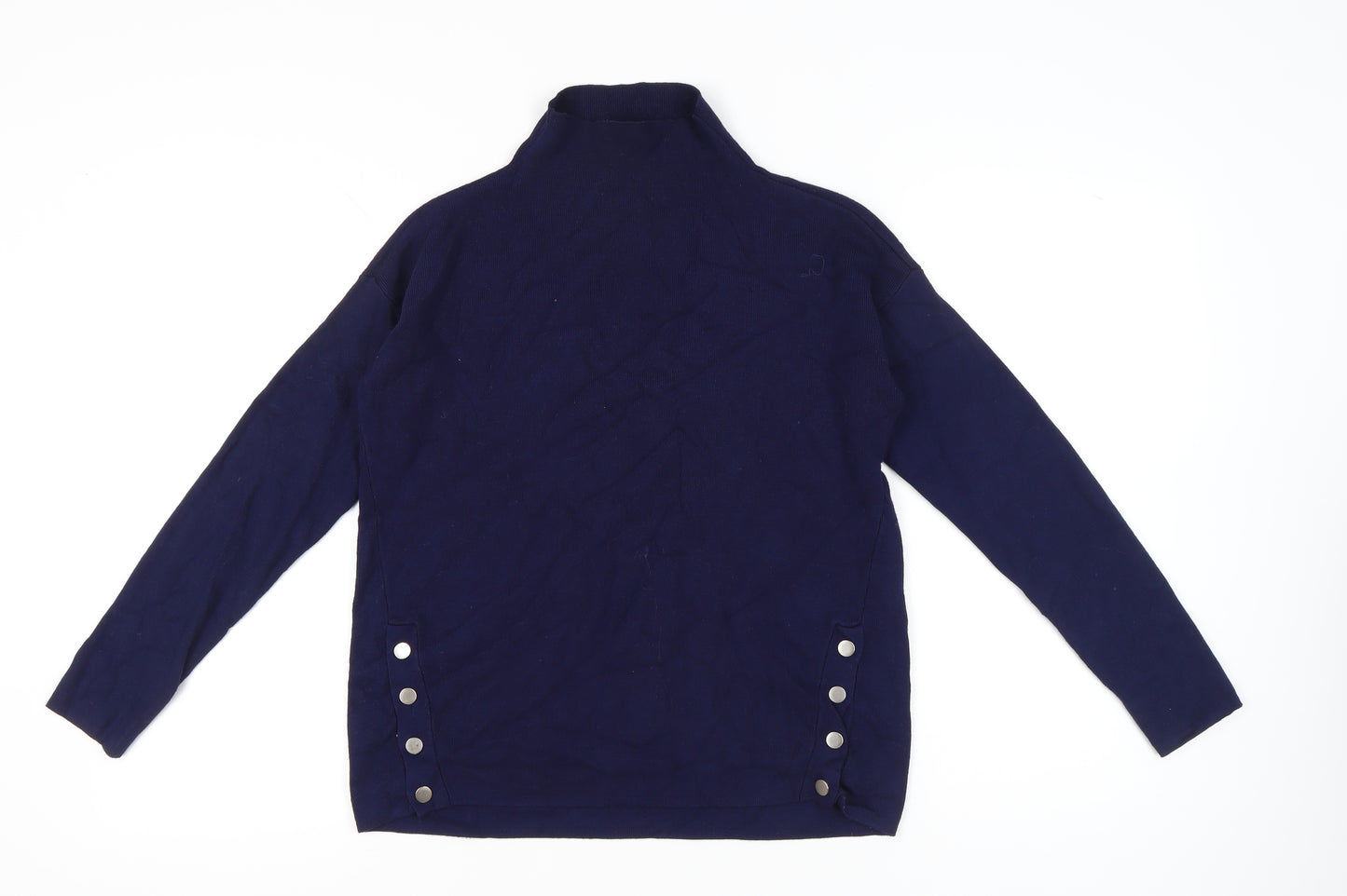 New Look Womens Blue Mock Neck Pullover Jumper Size S Long Sleeve