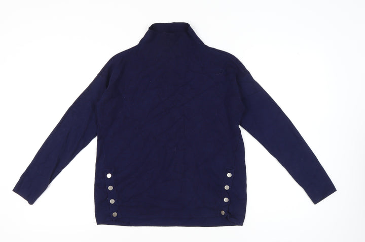New Look Womens Blue Mock Neck Pullover Jumper Size S Long Sleeve