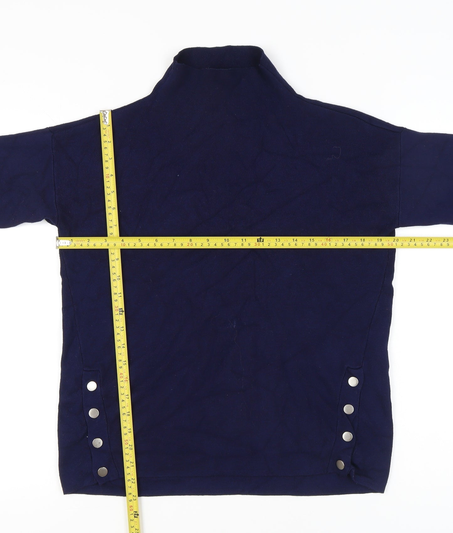 New Look Womens Blue Mock Neck Pullover Jumper Size S Long Sleeve