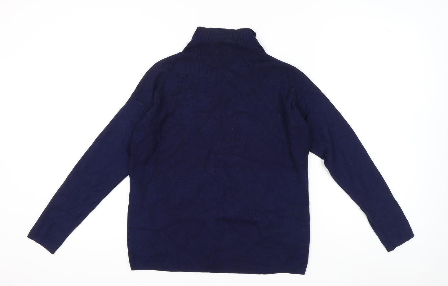 New Look Womens Blue Mock Neck Pullover Jumper Size S Long Sleeve