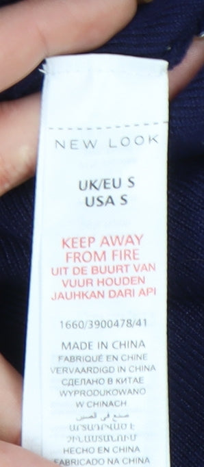 New Look Womens Blue Mock Neck Pullover Jumper Size S Long Sleeve