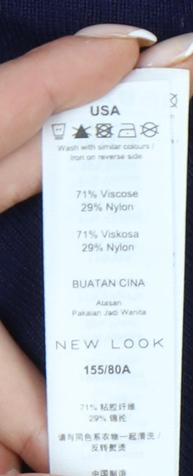 New Look Womens Blue Mock Neck Pullover Jumper Size S Long Sleeve