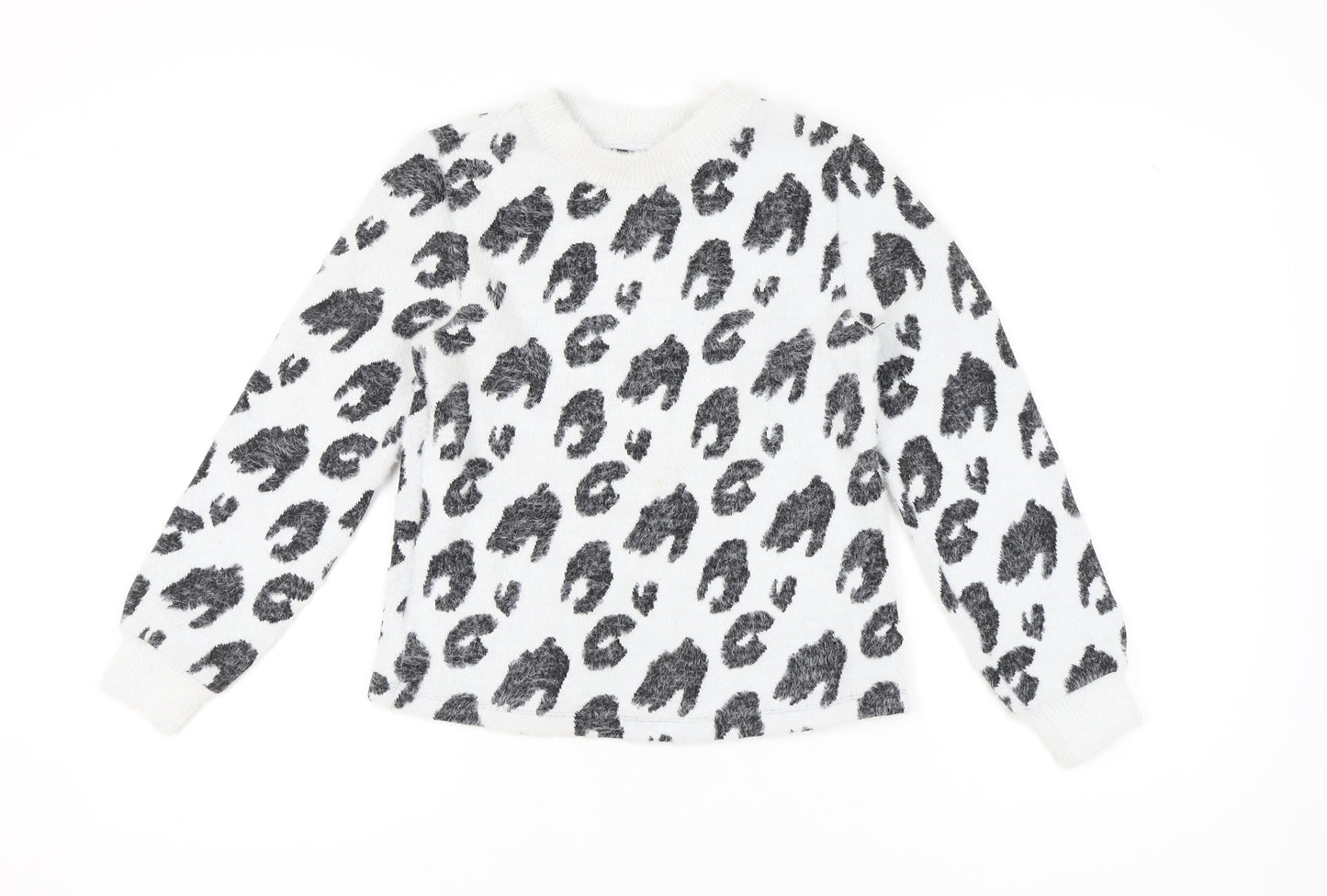 Marks and Spencer Women’s White Animal Print Jumper Size 8 Crew Neck