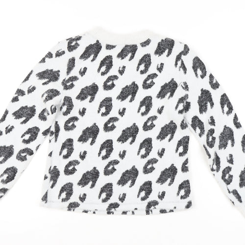 Marks and Spencer Women’s White Animal Print Jumper Size 8 Crew Neck
