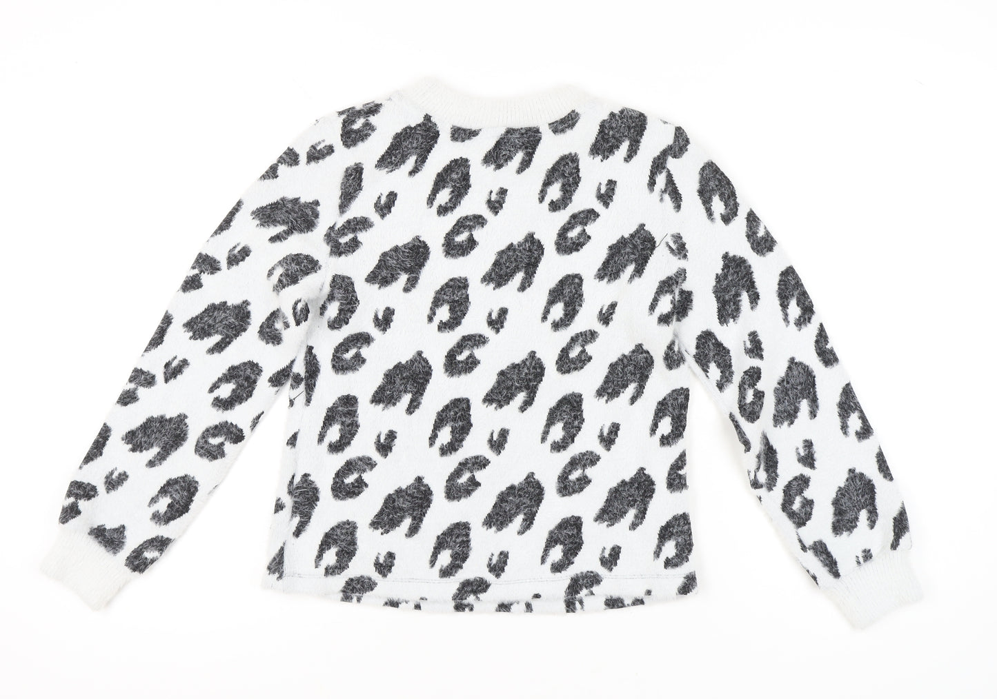 Marks and Spencer Women’s White Animal Print Jumper Size 8 Crew Neck