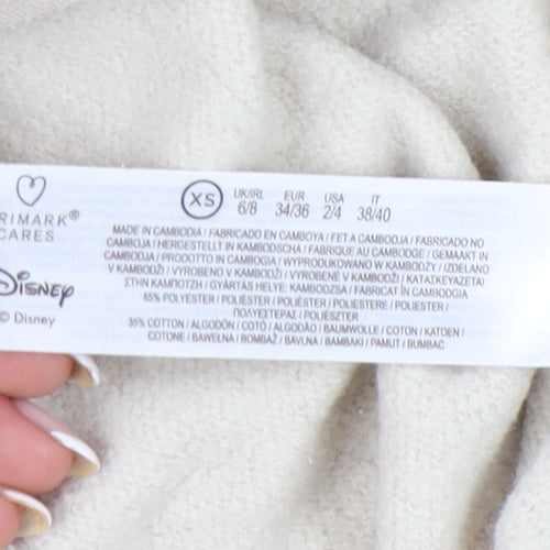 Disney Primark XS Womens Beige Simba Hoodie Pullover Graphic Print