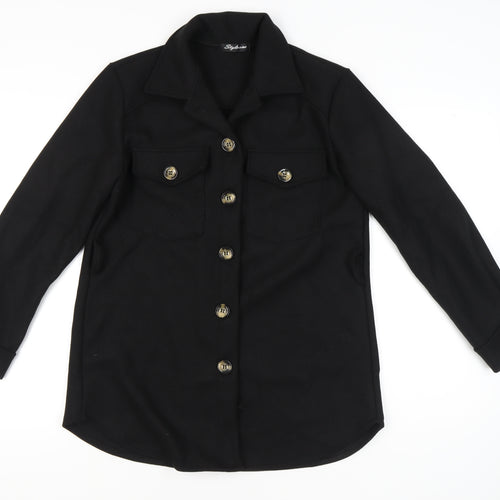 Stylewise Women’s Black Mid-Length Button Jacket Size M