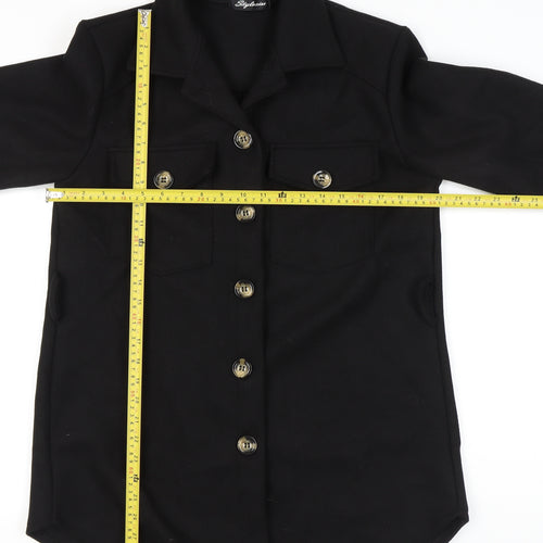 Stylewise Women’s Black Mid-Length Button Jacket Size M