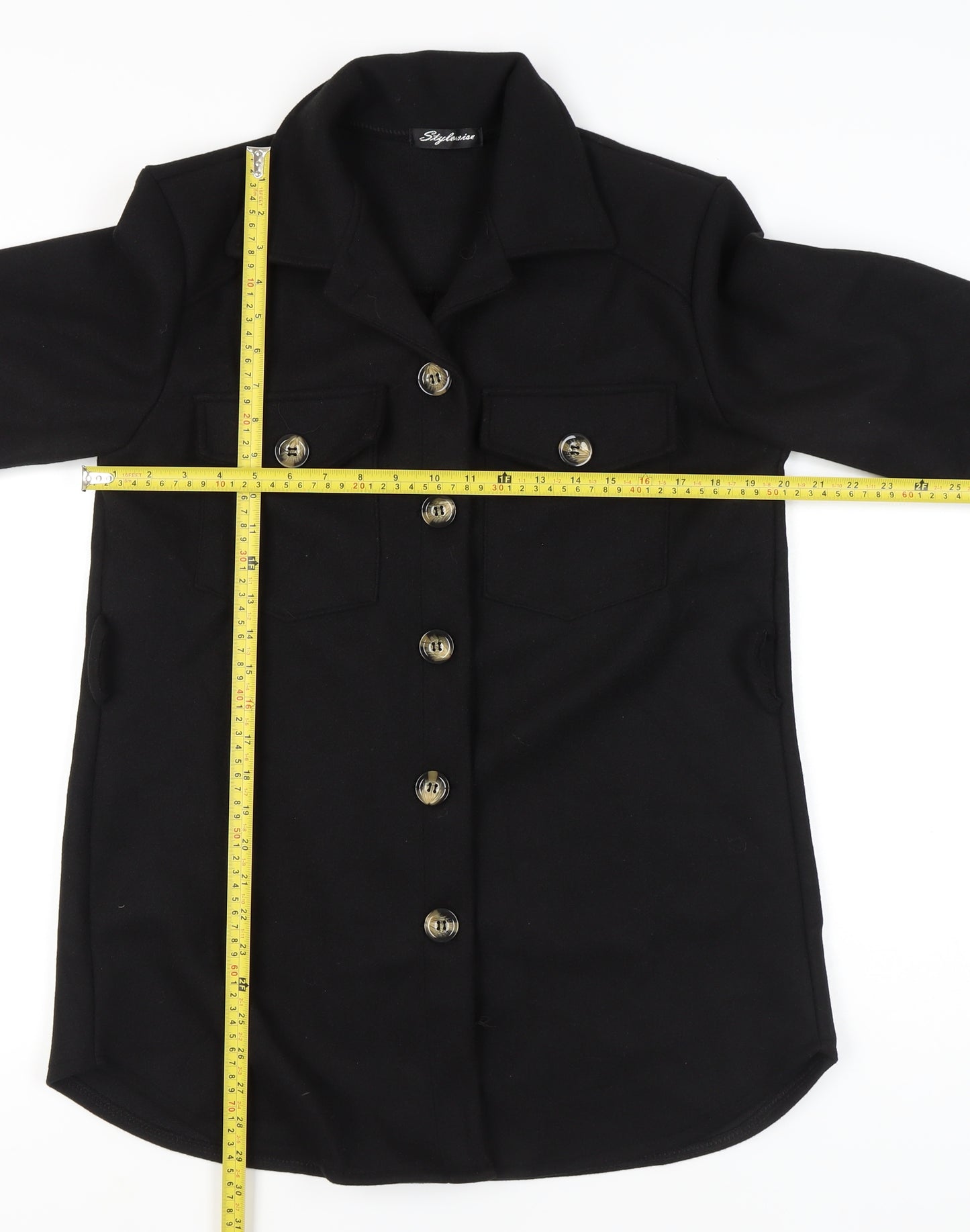 Stylewise Women’s Black Mid-Length Button Jacket Size M