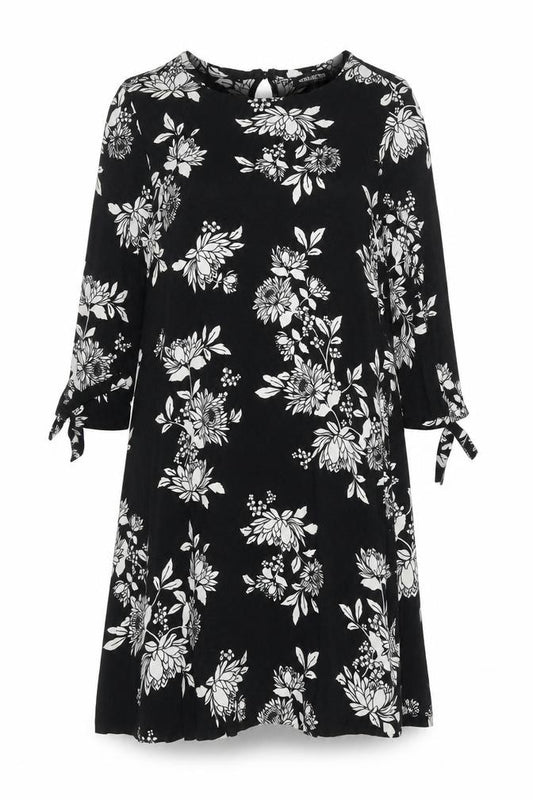 Front view of Debenhams Women’s Black Floral Shift Dress, size UK 12, Knee Length