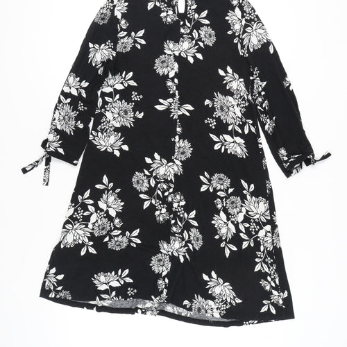 Debenhams Women’s Black Floral Shift Dress Size 12 Knee Length