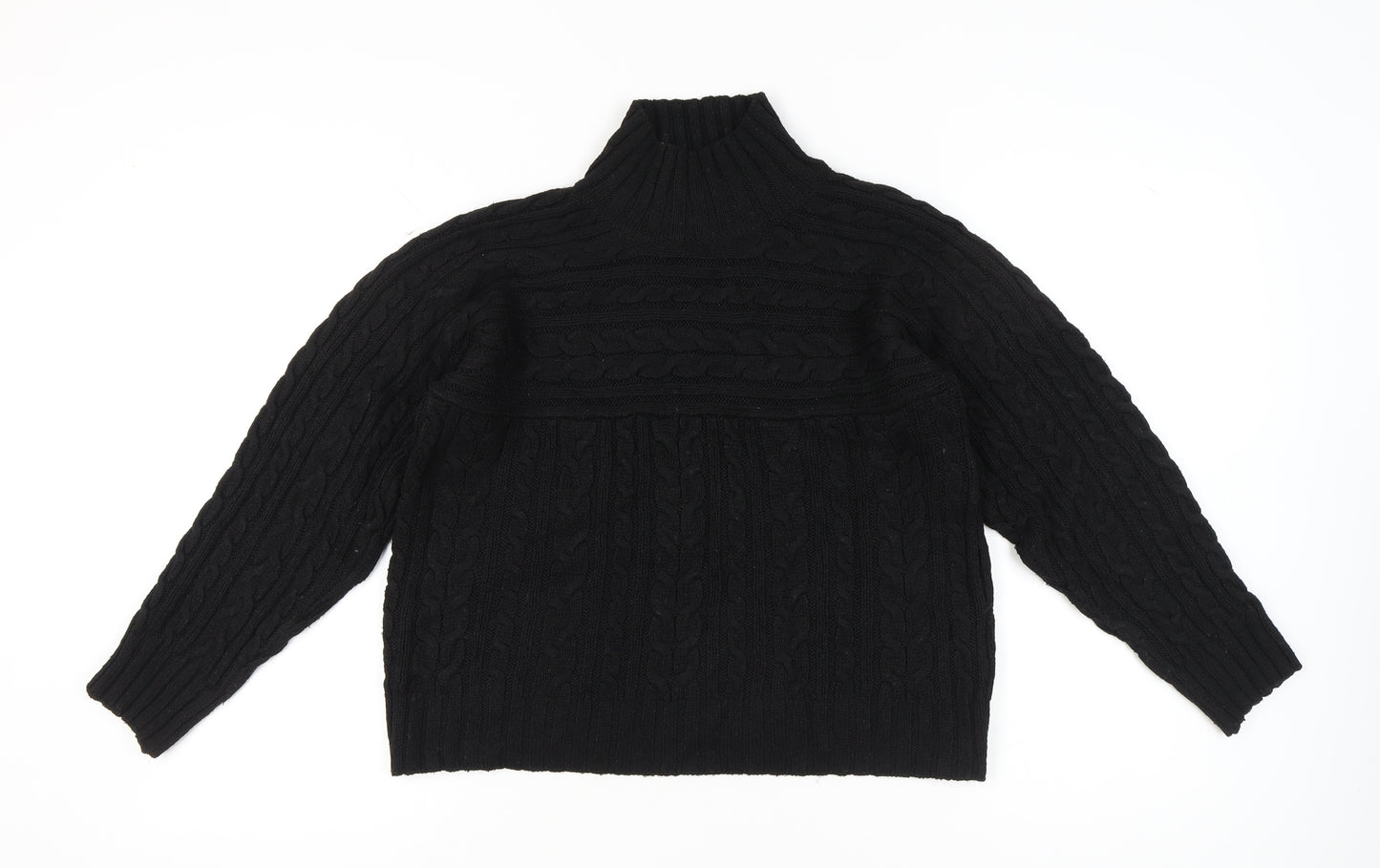 Next Women’s Black Mock Neck Cable Knit Jumper Size S