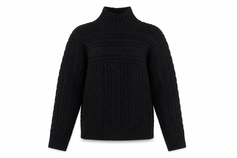 Front view of Next Women’s Black Mock Neck Cable Knit Jumper, size S