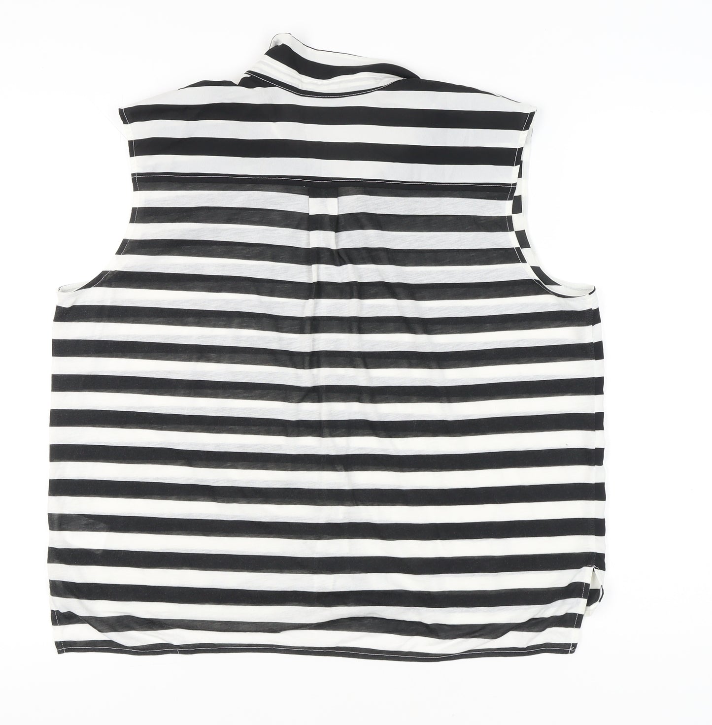 H&M Women’s Black White Striped Sleeveless Button-Up Shirt Size L