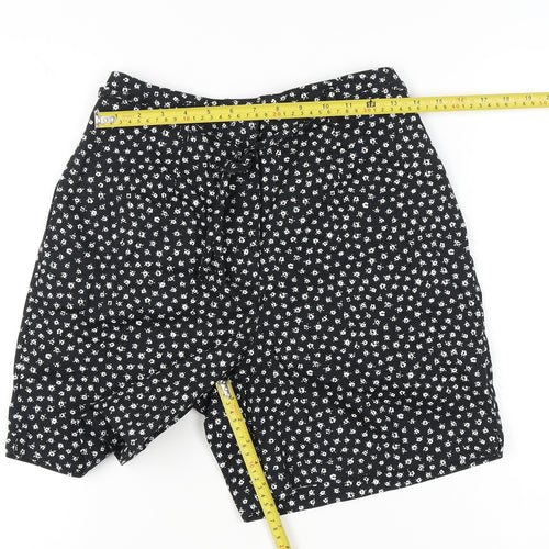 Karen Scott Women’s Black Floral Cotton Chino Shorts Size 12