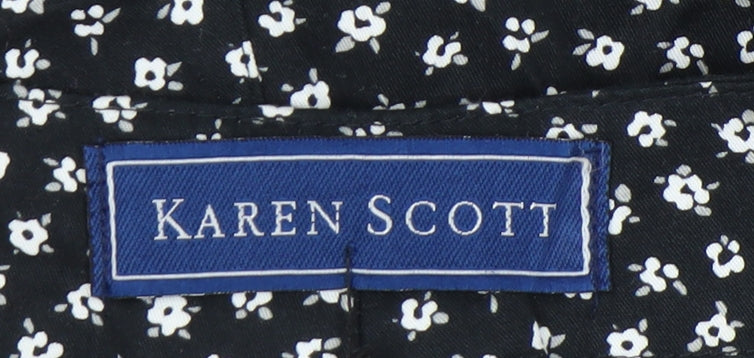Karen Scott Women’s Black Floral Cotton Chino Shorts Size 12