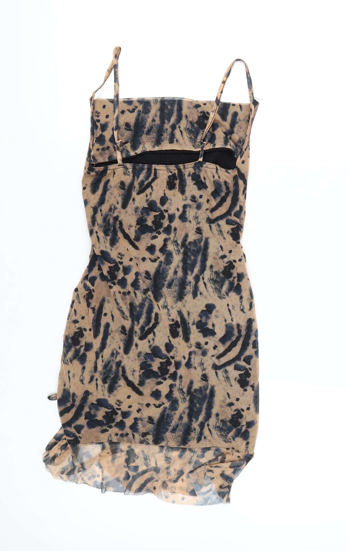PrettyLittleThing Women Beige Animal Print Bodycon Mini Dress Size 10