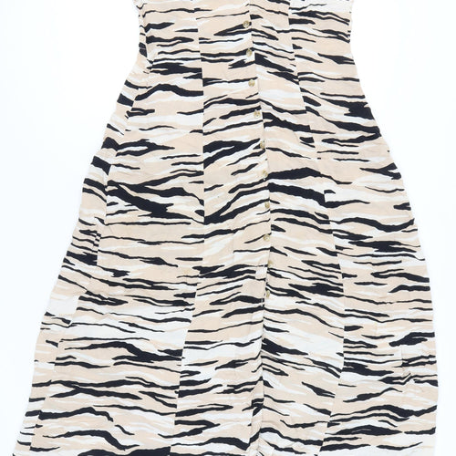 New Look Women’s Beige Animal Print Shirt Dress Size 8