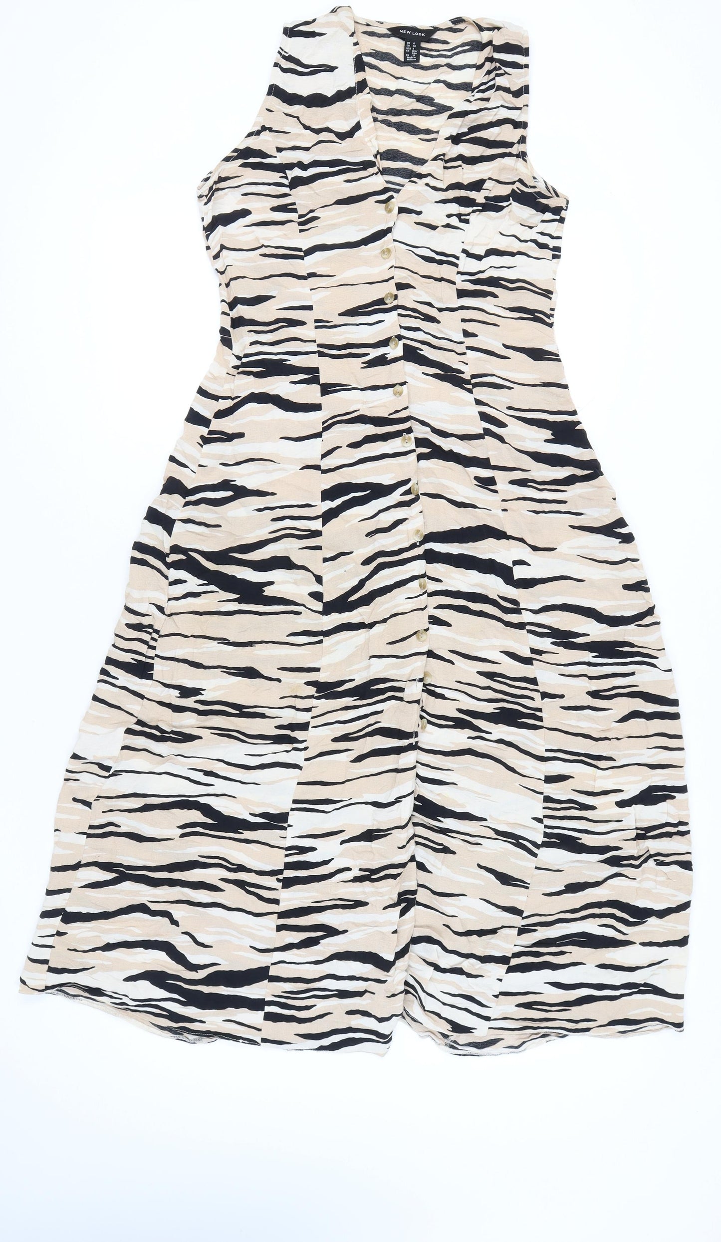 New Look Women’s Beige Animal Print Shirt Dress Size 8