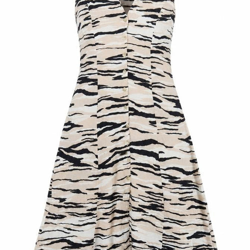 New Look Women’s Beige Animal Print Shirt Dress Size 8