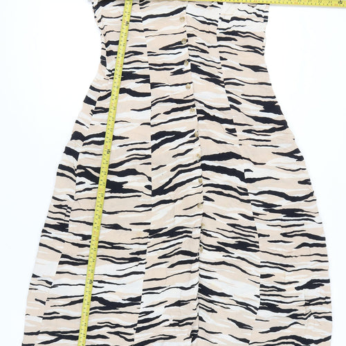 New Look Women’s Beige Animal Print Shirt Dress Size 8