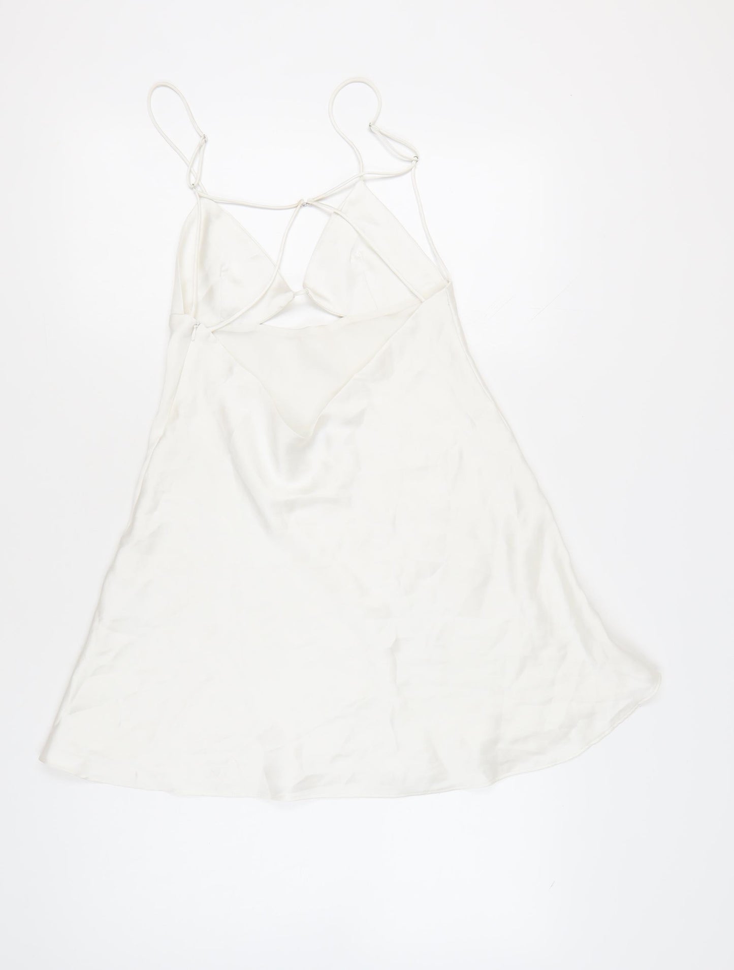 Zara Women’s White Slip Dress Size 14 V-Neck Strappy Satin