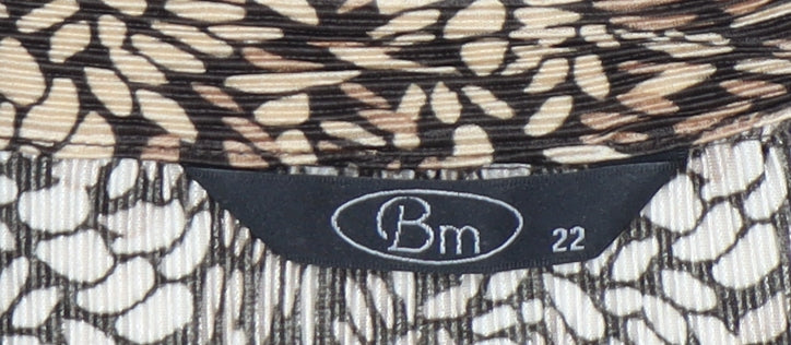 Bm Womens Brown Size 22 Button-Up Floral Short Sleeve Blouse