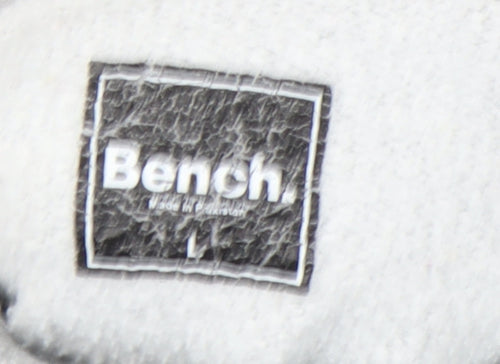 Bench Mens Grey Pullover Hoodie L Regular Fit Logo Sweatshirt