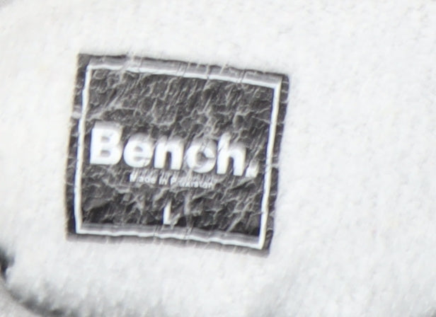 Bench Mens Grey Pullover Hoodie L Regular Fit Logo Sweatshirt