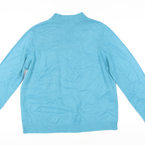 EWM Women’s Blue Cable Knit Mock Neck Jumper Size 18
