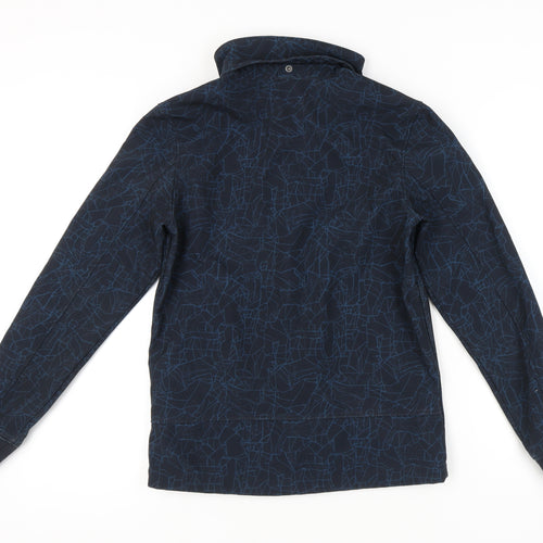 H&M Boys Blue Geometric Softshell Jacket Age 14 Years Full Zip