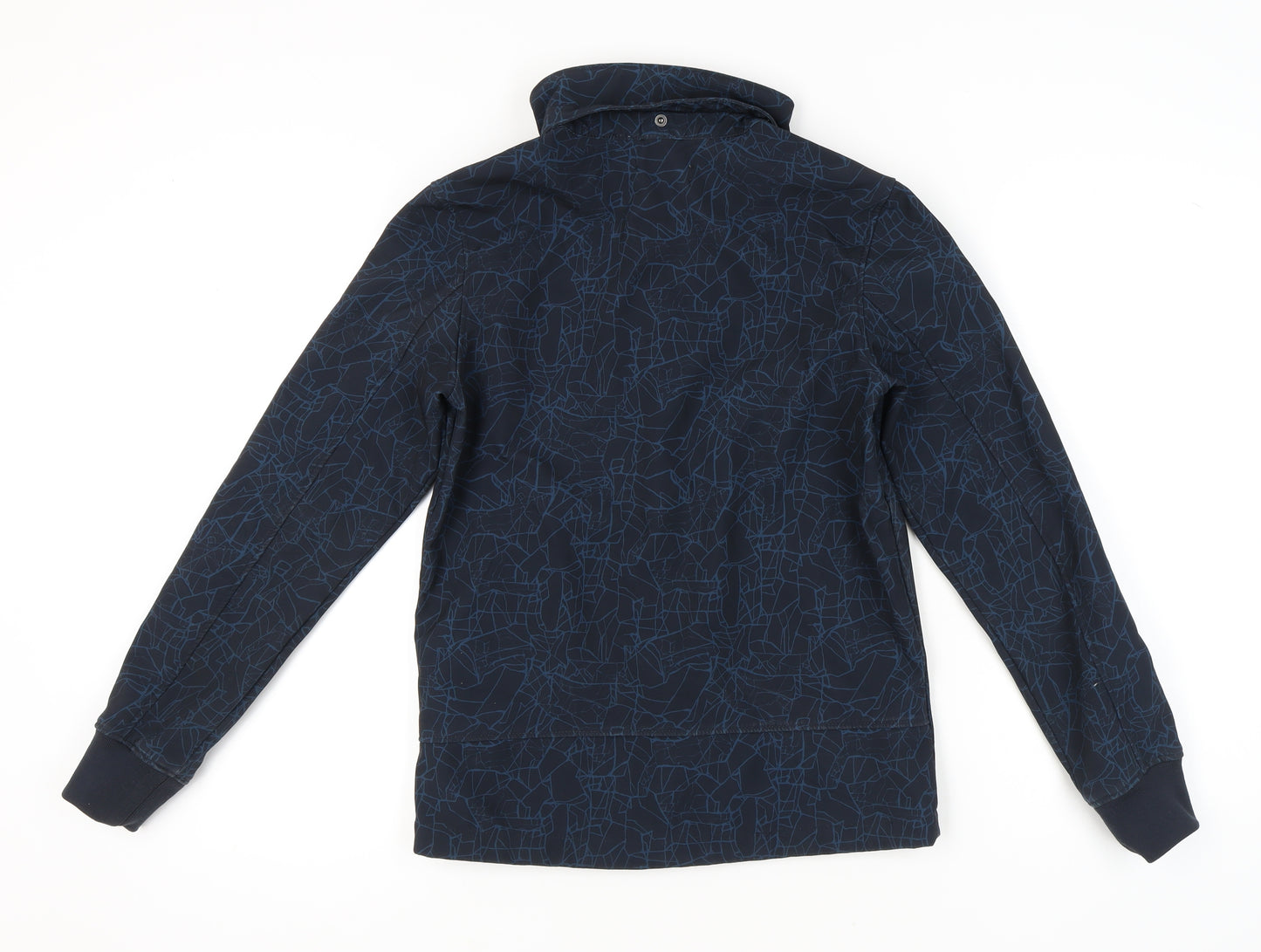 H&M Boys Blue Geometric Softshell Jacket Age 14 Years Full Zip