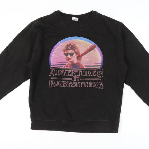 Delta Fleece Womens Black Medium Graphic Pullover Sweatshirt Vintage