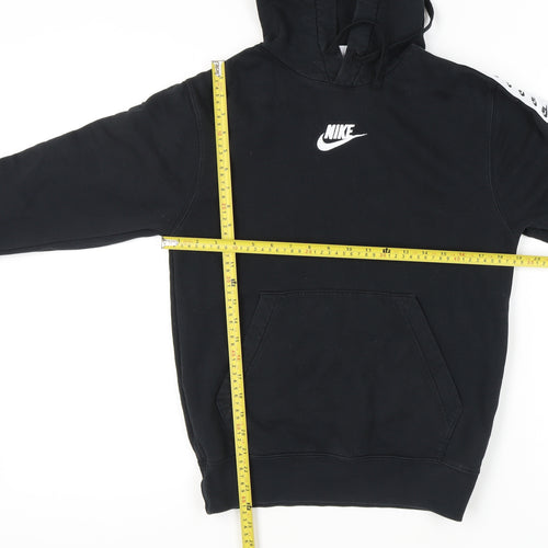 Nike Womens Black XS Pullover Hoodie Sweatshirt Logo Tape Sleeve
