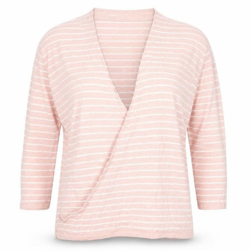 Paul Costelloe Women’s Pink Striped Linen Cardigan L V-Neck