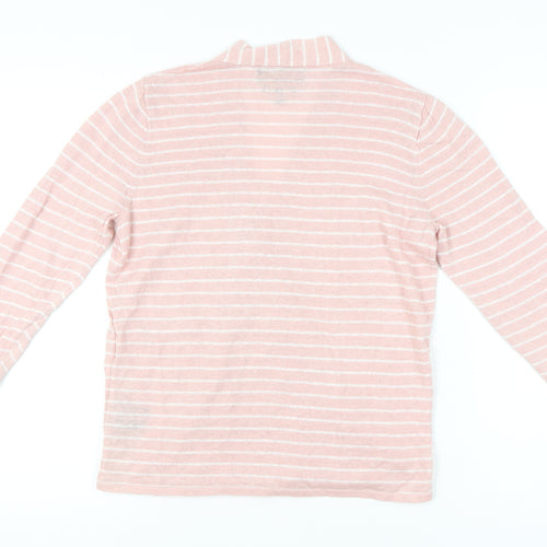 Paul Costelloe Women’s Pink Striped Linen Cardigan L V-Neck