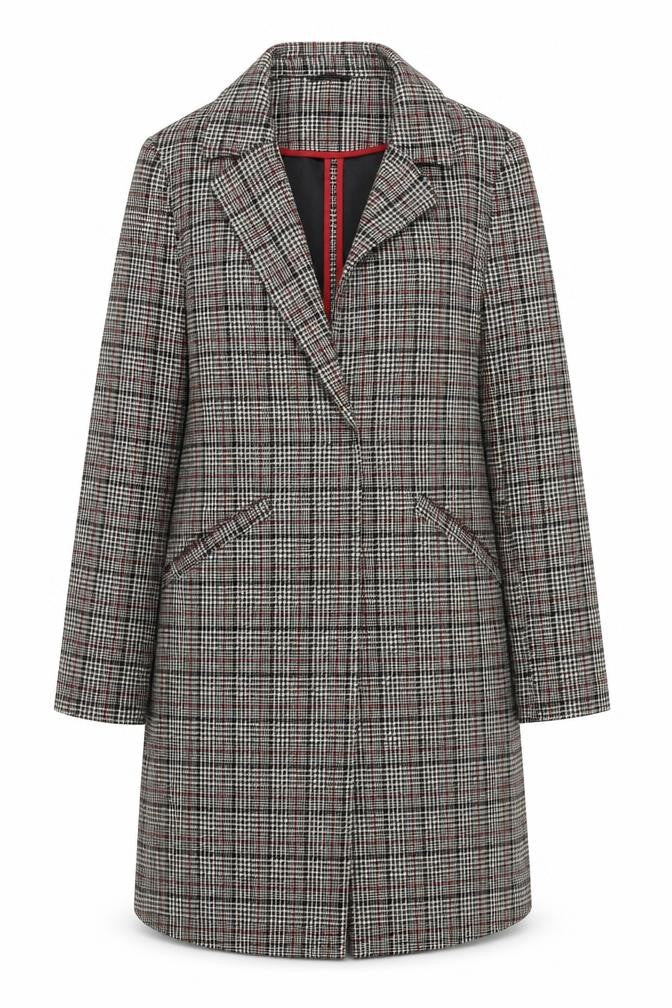 Front view of Primark Women’s Multicoloured Checked Mid-Length Overcoat, size UK 10
