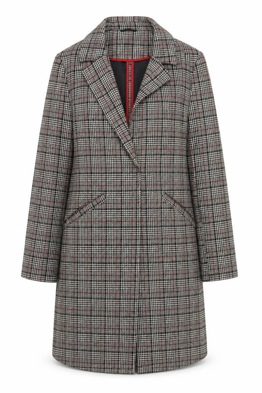 Front view of Primark Women’s Multicoloured Checked Mid-Length Overcoat, size UK 10