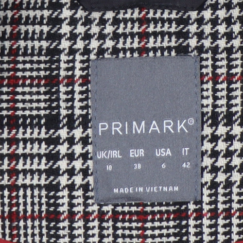 Primark Women’s Multicoloured Checked Mid-Length Overcoat Size 10