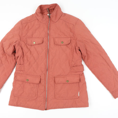 RED Women's Orange Quilted Jacket L Full Zip Pockets Casual