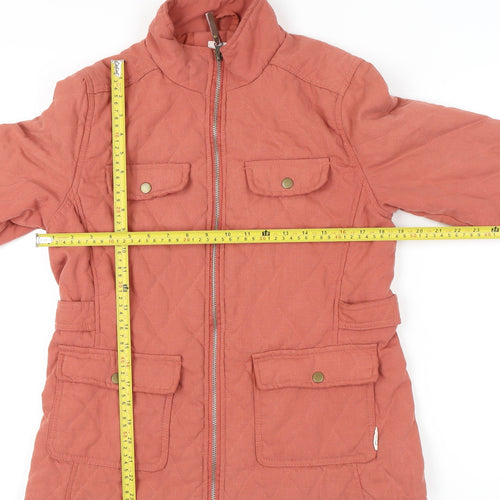 RED Women's Orange Quilted Jacket L Full Zip Pockets Casual